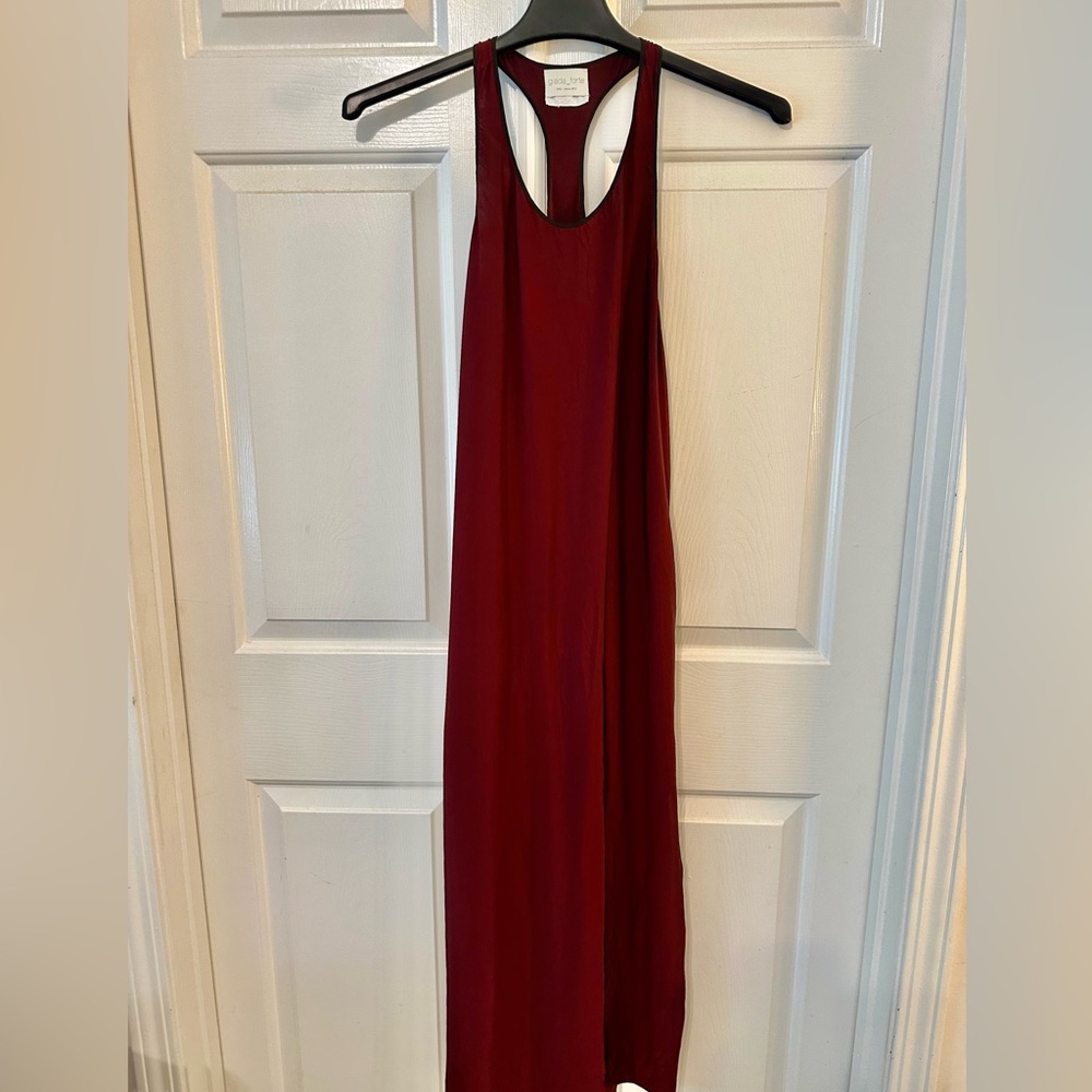 Giada Forte Scoop Neck Long Dress - Burgundy Dress w/black trim on arm and neck